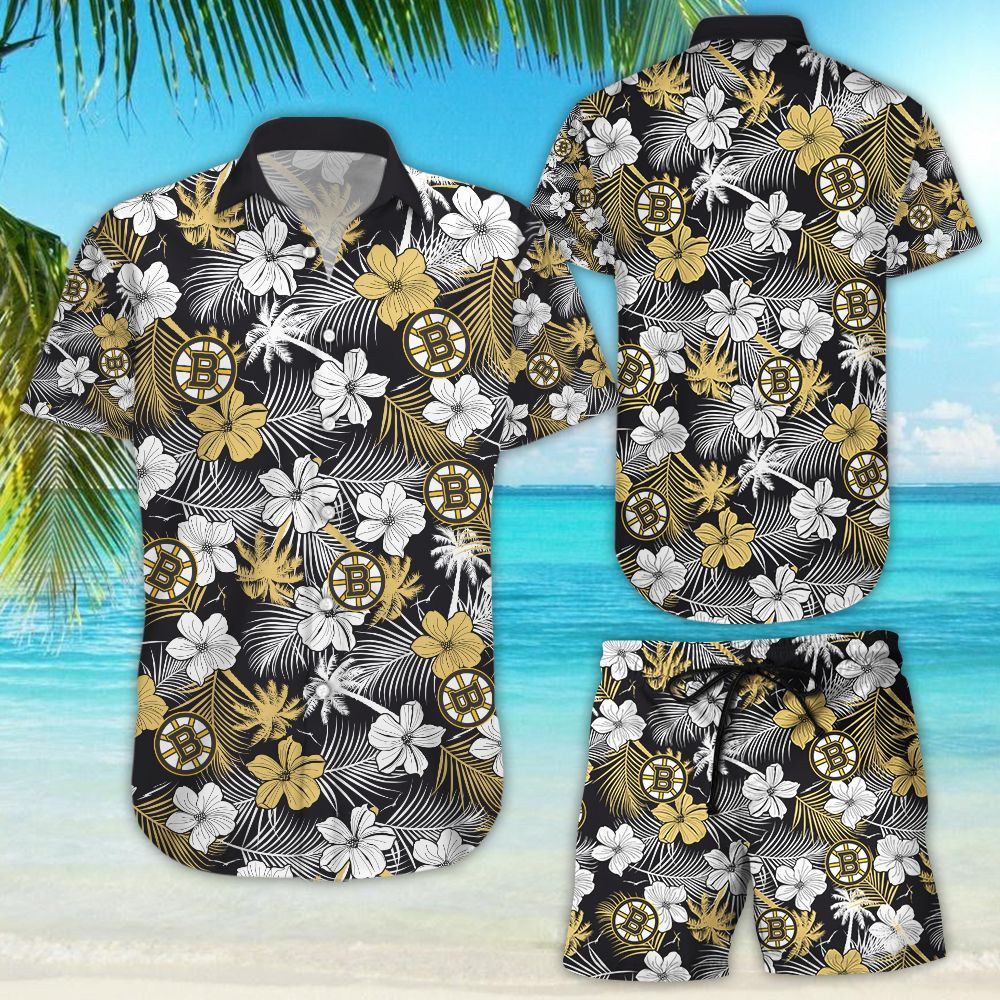 Boston bruins hawaii floral hawaiian beach shirt short sleeve Hawaii Shirt Shorts & Flip Flops