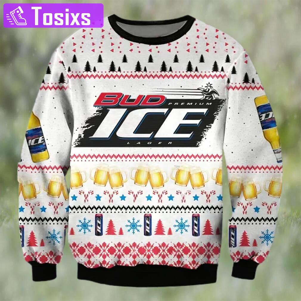 Bud ice lager beer ugly christmas sweater, faux wool sweater, international beer day, gifts for beer lovers, best christmas gifts for 2022 ? prinvity Christmas Ugly Sweater