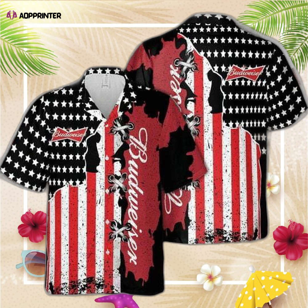 Budweiser american flag hawaiian shirt for men women Hawaii Shirt