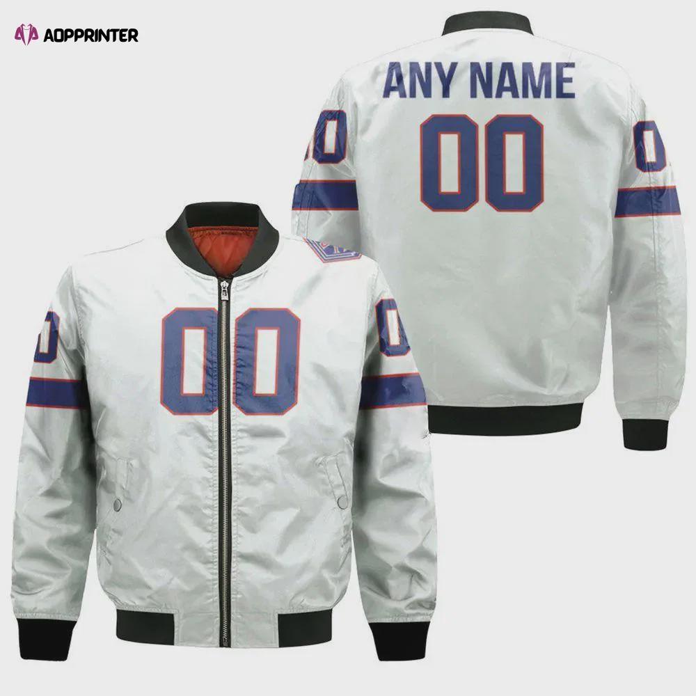 Buffalo bills custom name number pattern bomber jacket – white Bomber Jacket