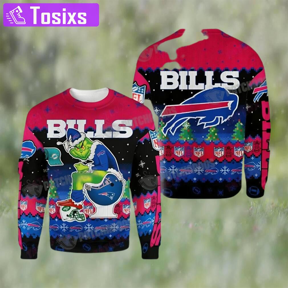 Buffalo bills grinch toilet 3d ugly christmas sweater nfl fan gift Christmas Ugly Sweater