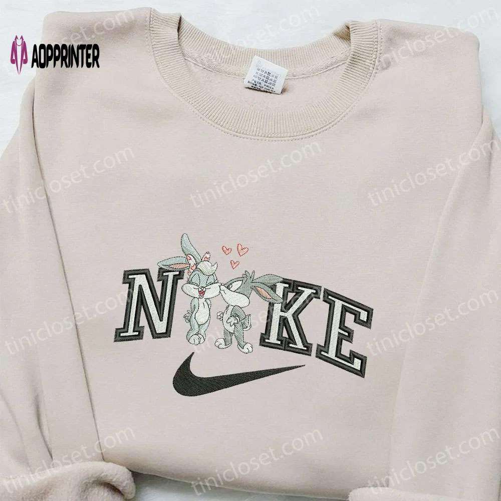Bugs bunny & lola x nike embroidered shirt disney characters sweatshirt & hoodie: custom embroidery Embroidered Shirt