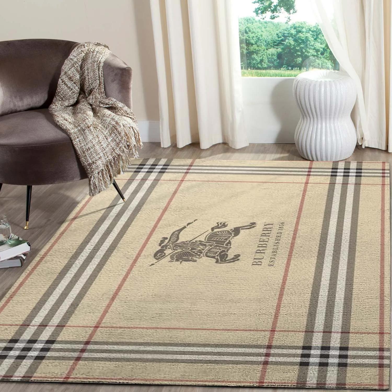 Burberry logo type 245. Upgrade Your Living Room with Luxury Home Decor: Area Carpets, Floor Decor, Door Mats, and Hot Gift Items with style a High-End Fashion Brand Rectangle Rug