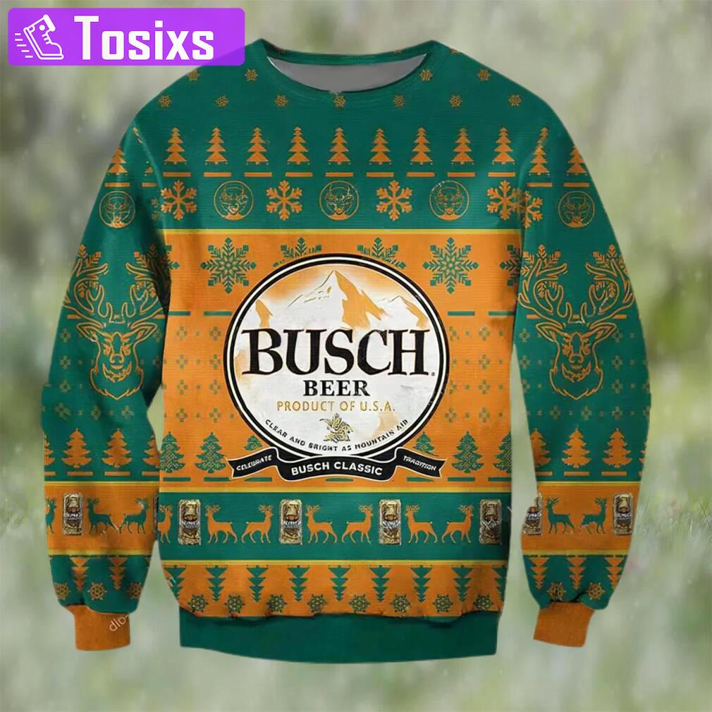 Busch classic beer product of usa ugly christmas sweater, faux wool sweater, gifts for beer lovers, international beer day, best christmas gifts for 2022 ? prinvity Christmas Ugly Sweater