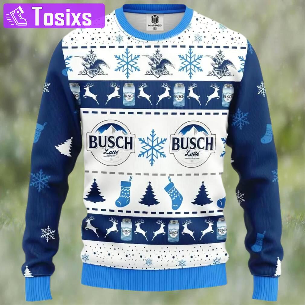 Busch latte beer ugly christmas sweater, faux wool sweater, gifts for beer lovers, international beer day, best christmas gifts for 2022 ? prinvity Christmas Ugly Sweater