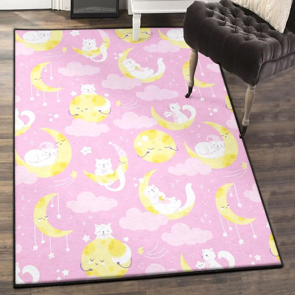 Cat kitchen rugs, moon sleeping cat pattern gs cl rug Rectangle Rug