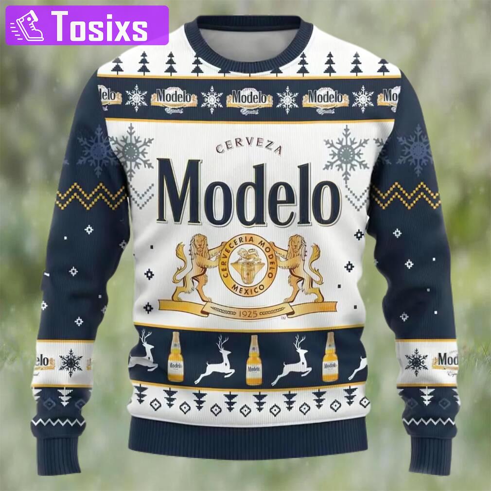 Cerveceria modelo beer ugly christmas sweater, faux wool sweater, gifts for beer lovers, international beer day, best christmas gifts for 2022 ? prinvity Christmas Ugly Sweater
