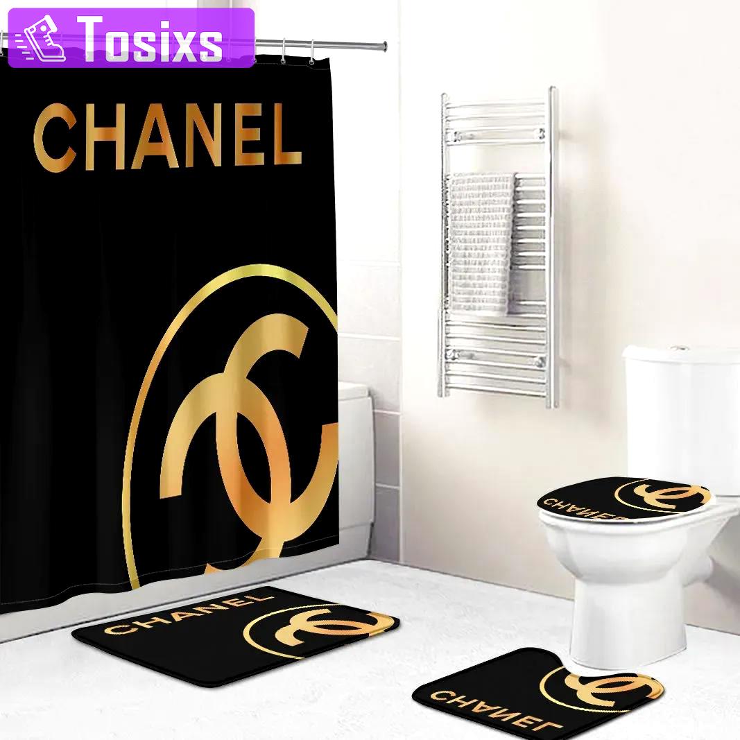 Chanel black and yellow bath mat bathroom sets home decor luxury fashion brand hypebeast Bathroom Set
