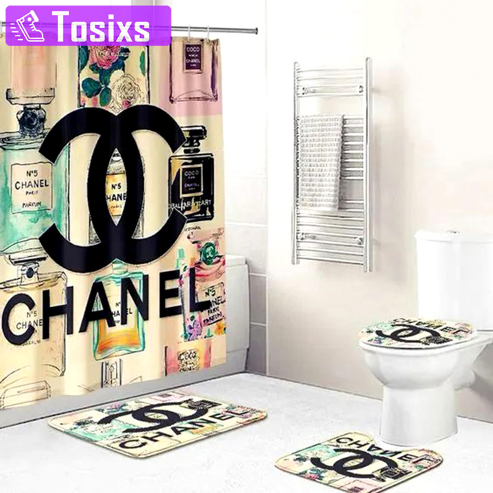Chanel perfume bath mat hypebeast luxury fashion brand home decor bathroom sets Bathroom Set