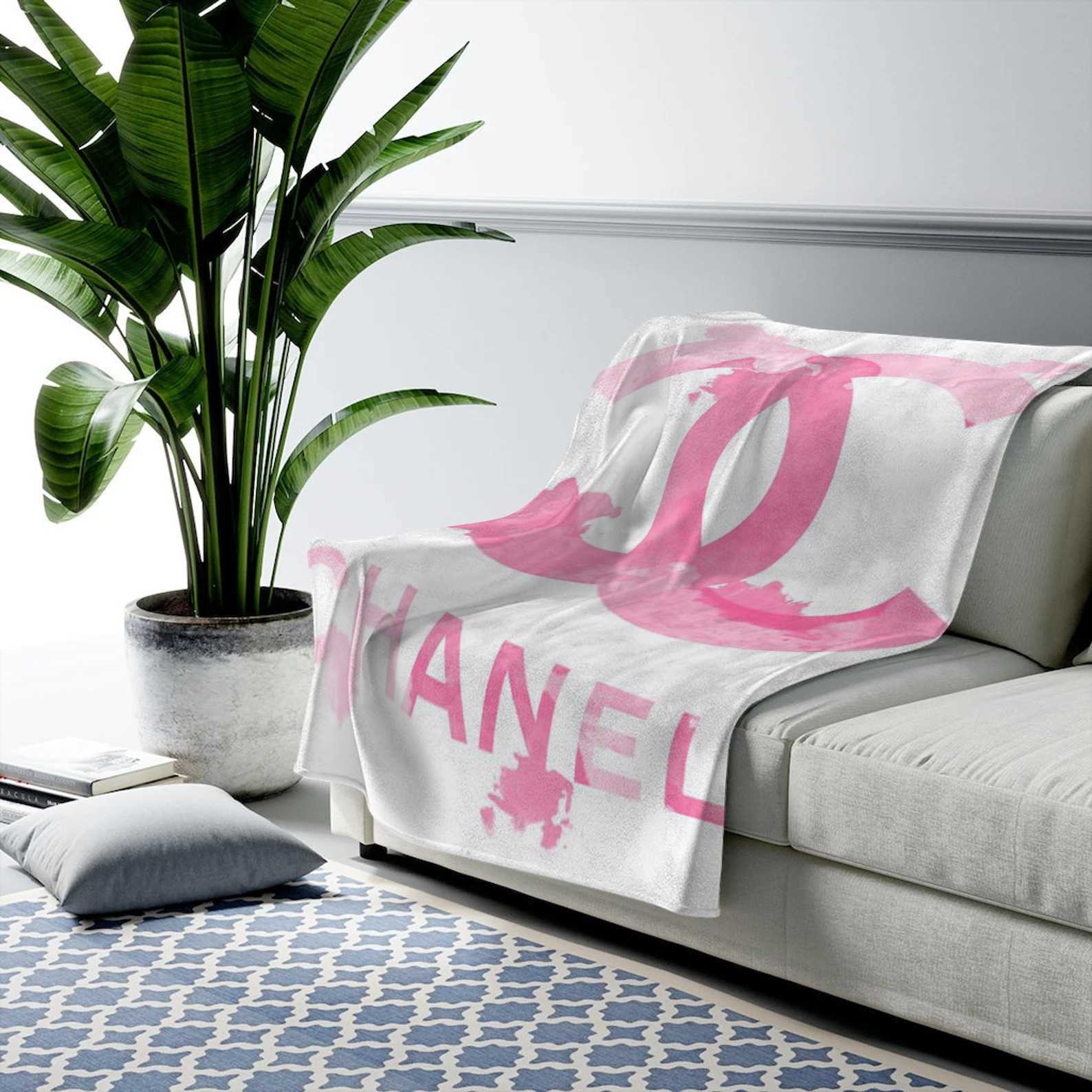 Chanel pink logo fashion luxury brand premium blanket fleece home decor 139 Blanket Fleece