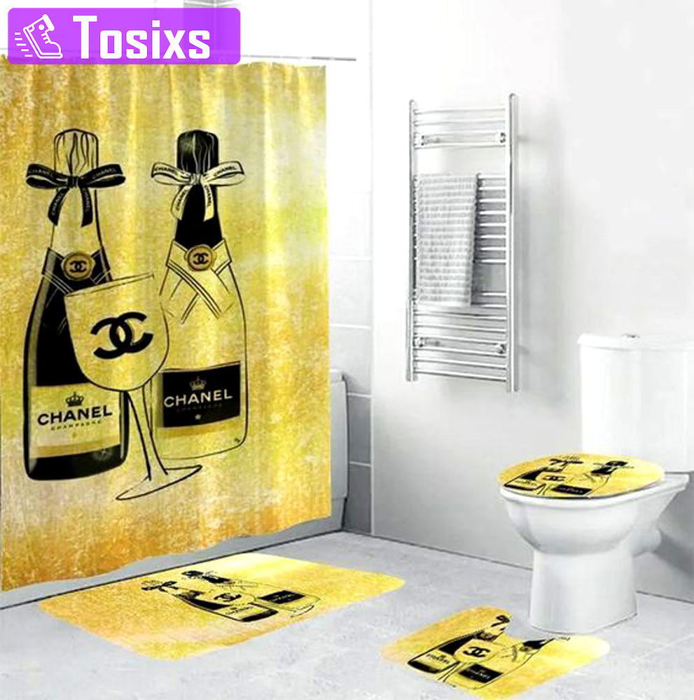 Chanel wine bathroom set home decor luxury fashion brand bath mat hypebeast Bathroom Set
