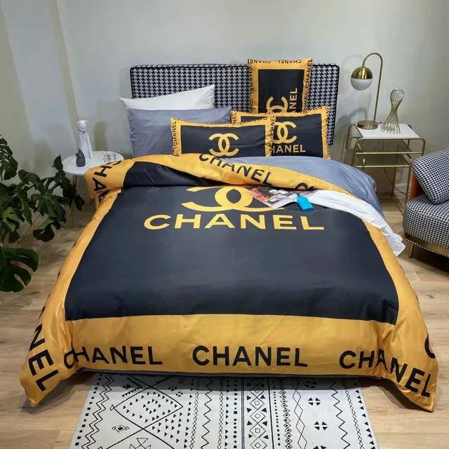 Chanel yellow bedding 3d printed bedding sets sets duvet cover luxury brand bedding decor bedroom sets Bedding Sets