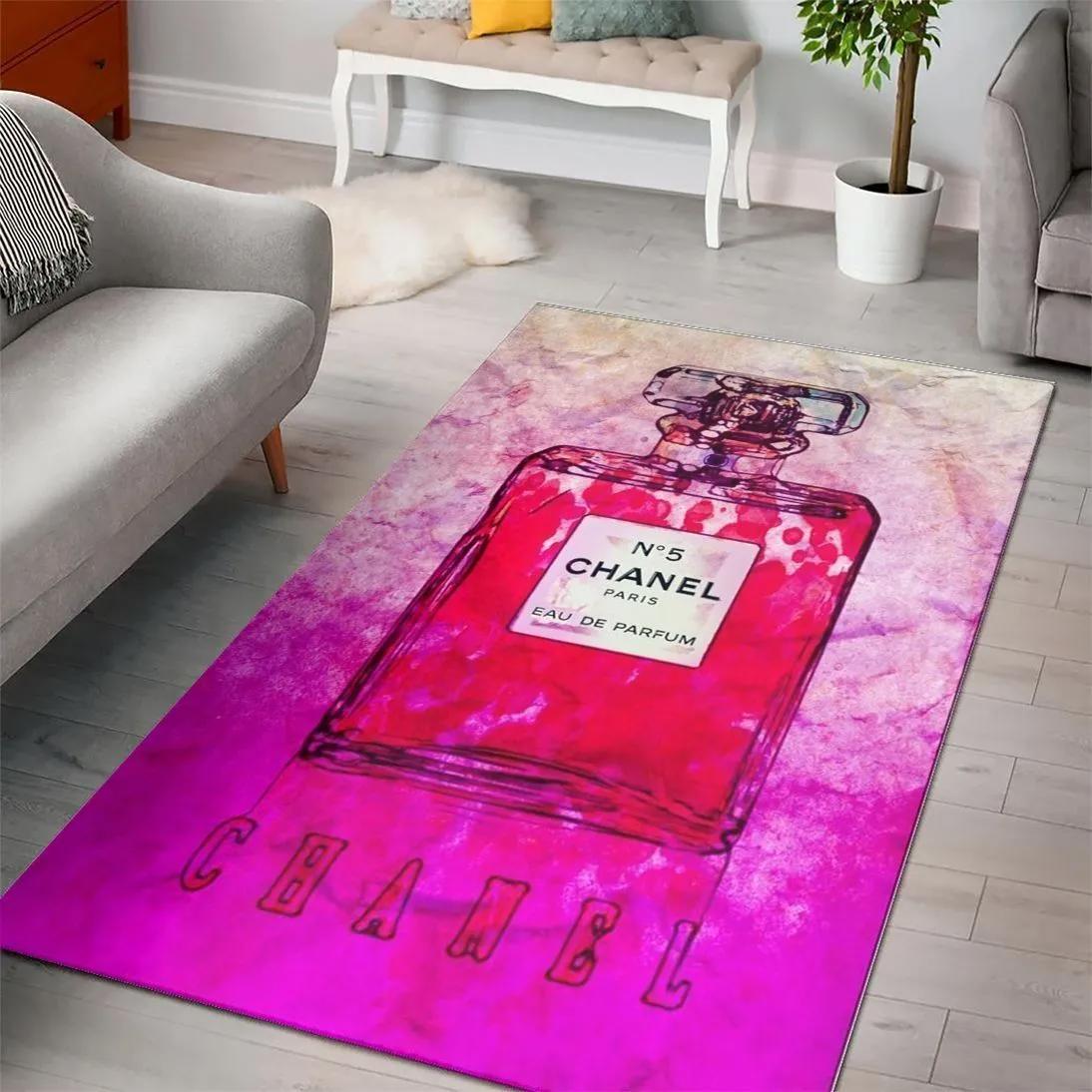 Chaneleau de parfum logo type 516. Upgrade Your Living Room with Luxury Home Decor: Area Carpets, Floor Decor, Door Mats, and Hot Gift Items with style a High-End Fashion Brand Rectangle Rug