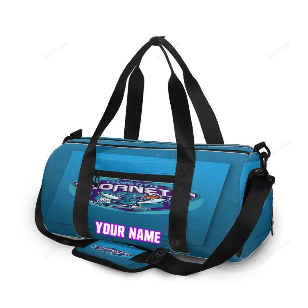 Charlotte hornets blue2 personalized name travel bag gym bag 764 Travel Bag