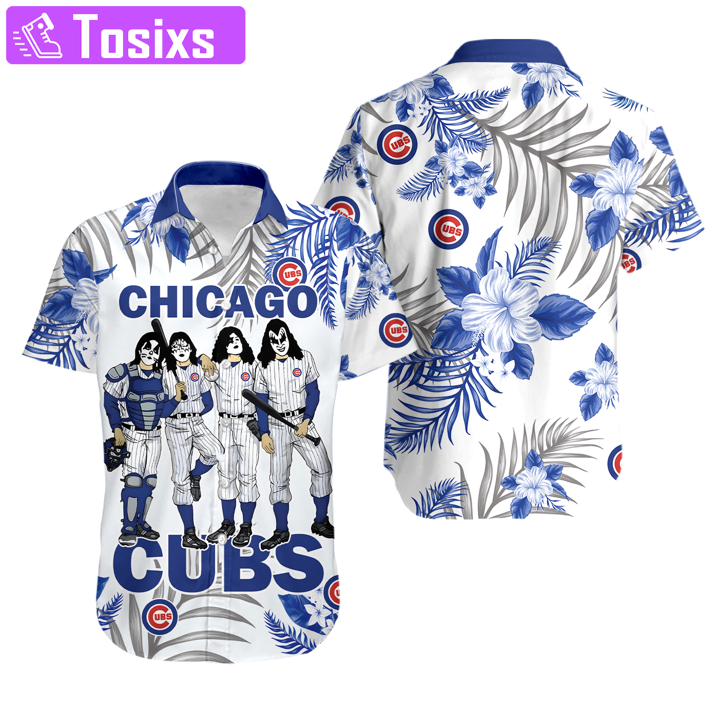 Chicago cubs kiss fans hawaiian shirt Hawaii Shirt Shorts & Flip Flops