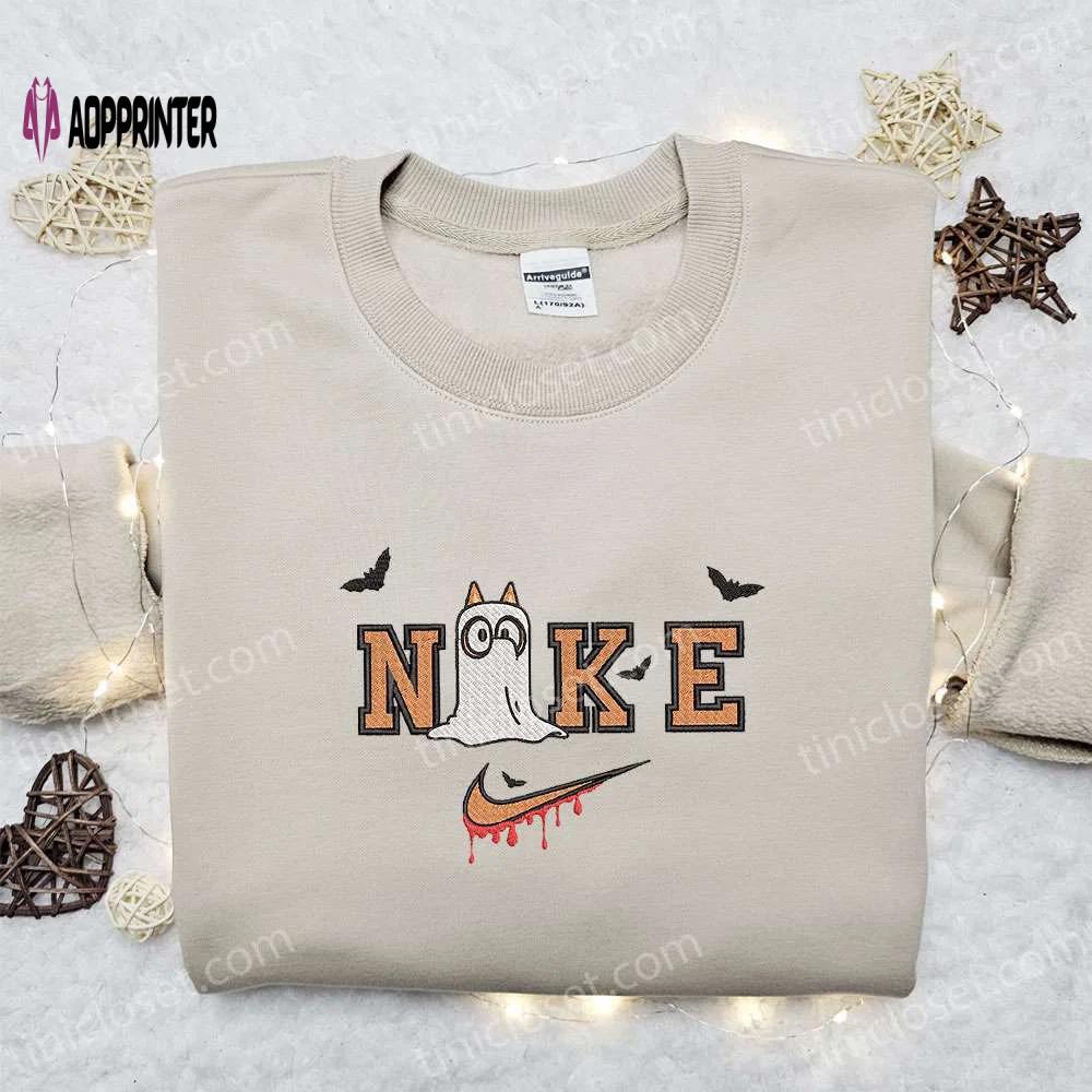 Chilli heeler ghost x nike embroidered hoodie & shirt: best halloween gift ideas Embroidered Shirt