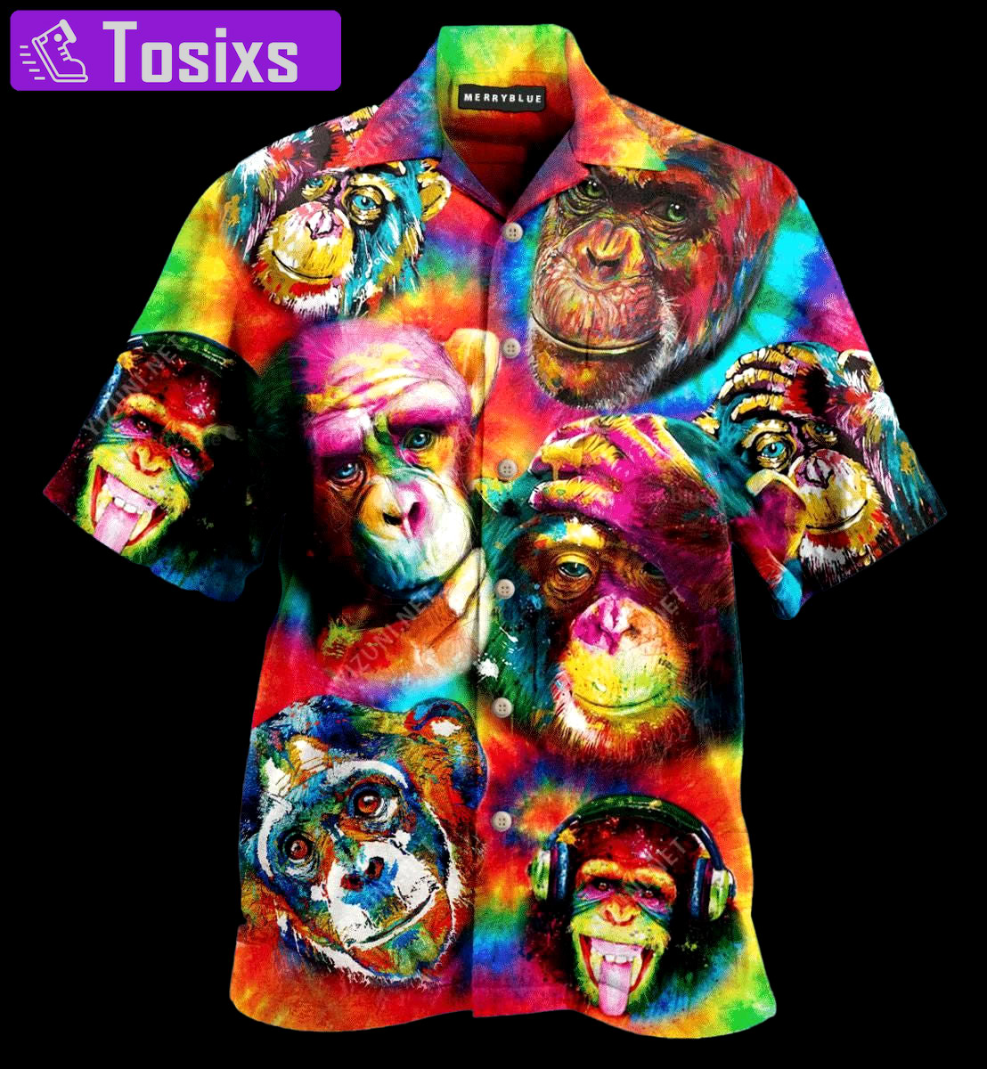 Chimpanzee colorful nice design hawaiian shirt Hawaii Shirt Shorts & Flip Flops