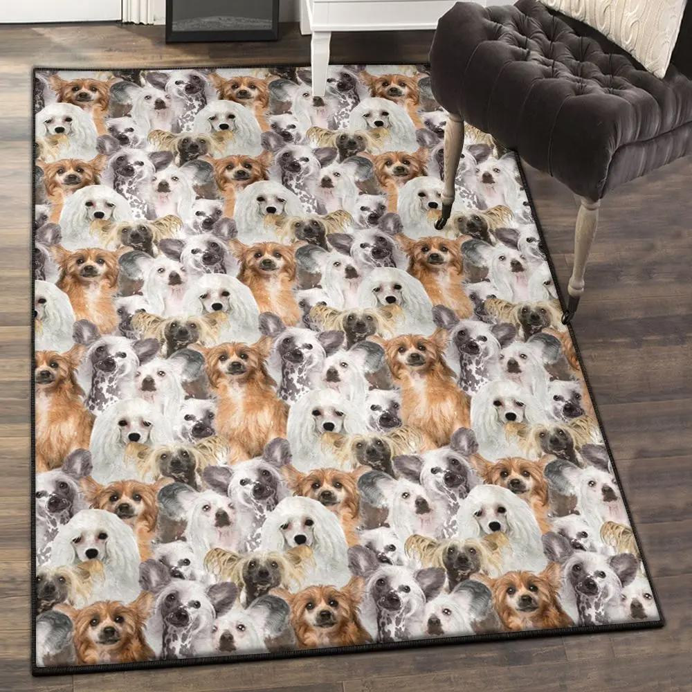 Chinese crested dog breed modern rugs, chinese crested rug Rectangle Rug