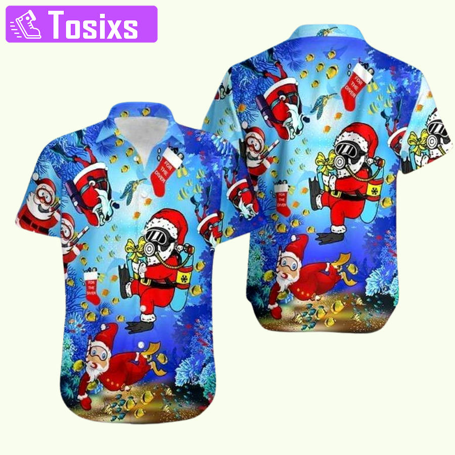 Christmas santa claus dives hawaiian shirt Hawaii Shirt Shorts & Flip Flops