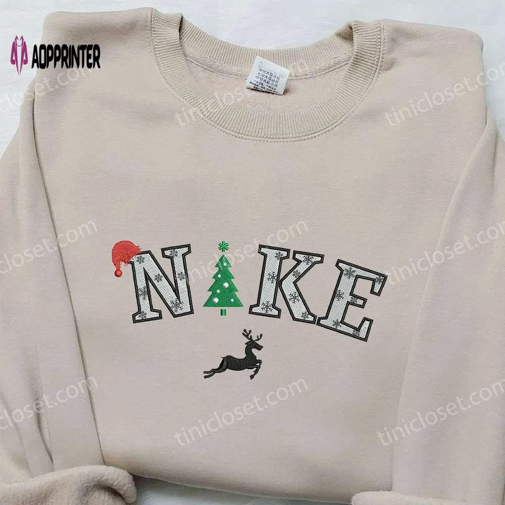 Christmas tree x nike embroidered hoodie & shirt: best christmas gift ideas Embroidered Shirt