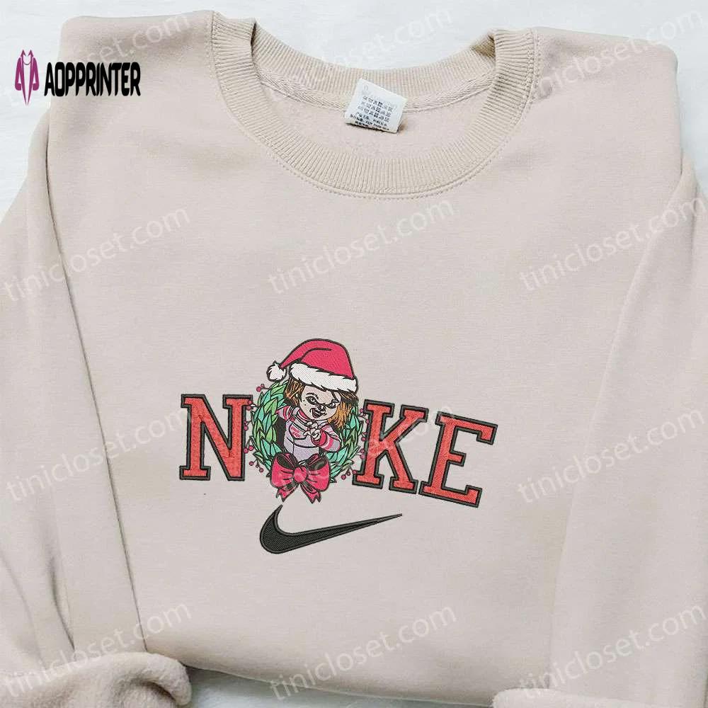Chucky laurel wreath x nike christmas embroidered sweatshirt – best cartoon shirt for christmas gift Embroidered Shirt