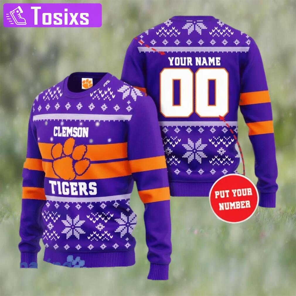 Clemson tigers custom name and number ugly christmas sweater Christmas Ugly Sweater