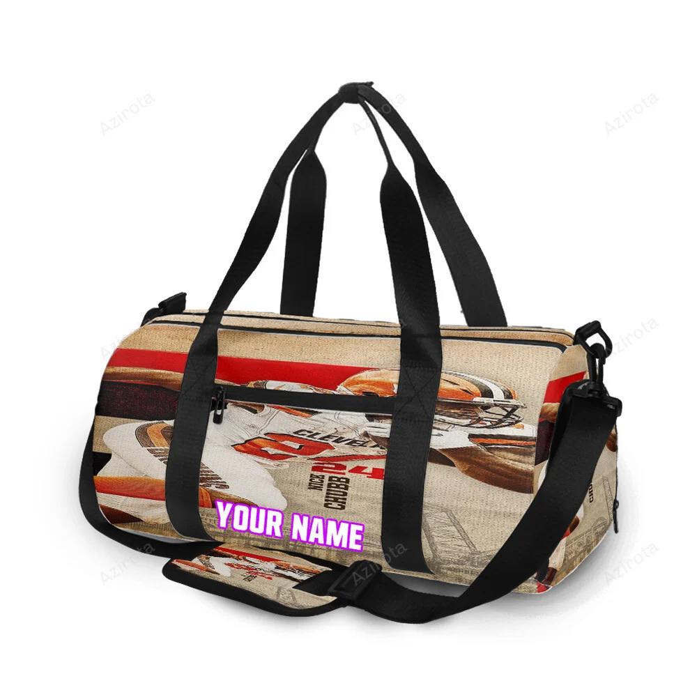 Cleveland browns nick chubb 24 personalized name travel bag gym bag 1245 Travel Bag