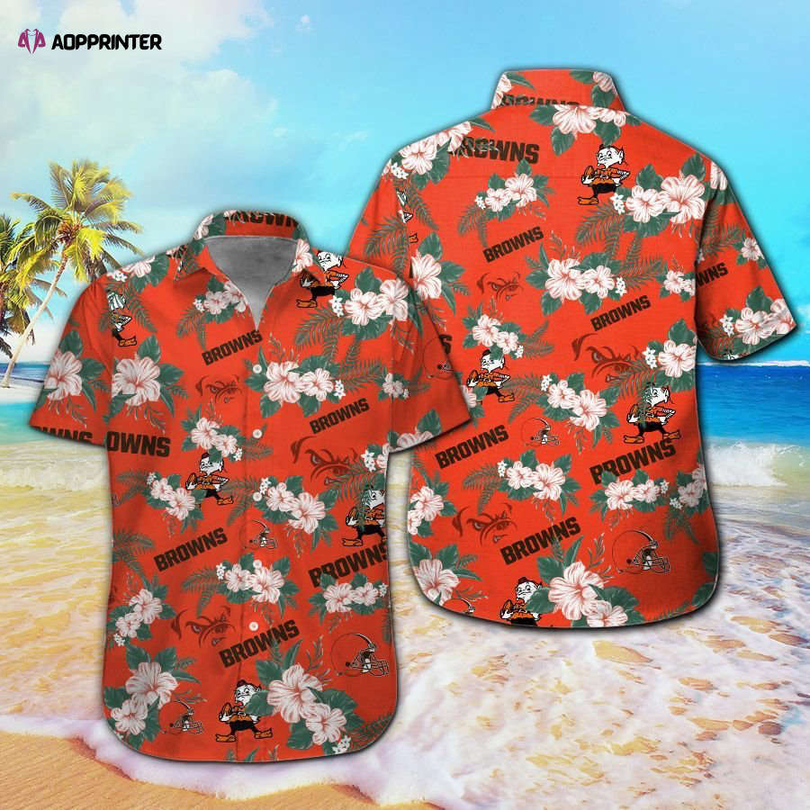 Cleveland browns short sleeve button up tropical aloha hawaiian shirt set for men women kids mte04 Hawaii Shirt