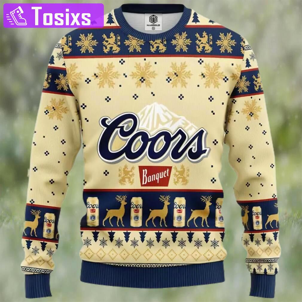 Coors banquet beer ugly christmas sweater, faux wool sweater, international beer day, gifts for beer lovers, best christmas gifts for 2022 ? prinvity Christmas Ugly Sweater