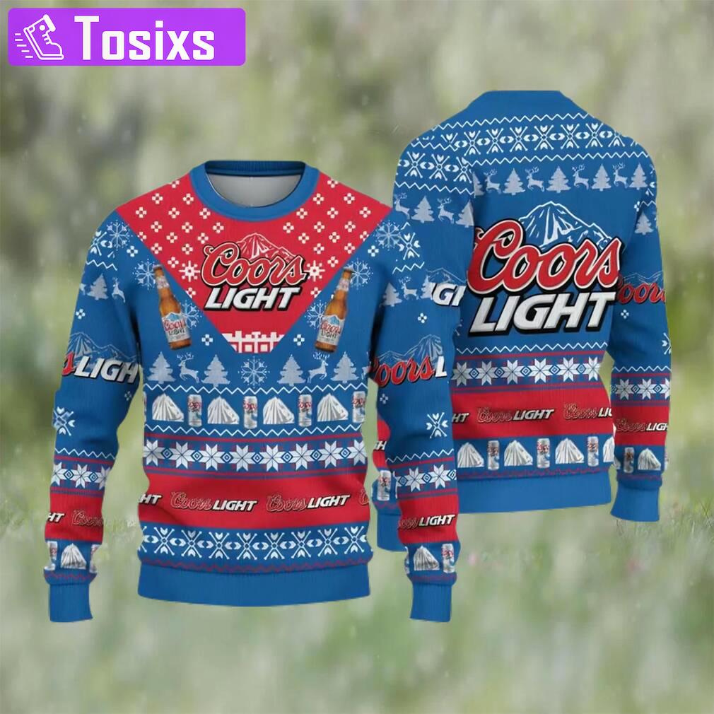 Coors light beer blue ugly christmas sweater, faux wool sweater, international beer day, gifts for beer lovers, best christmas gifts for 2022 ? prinvity Christmas Ugly Sweater