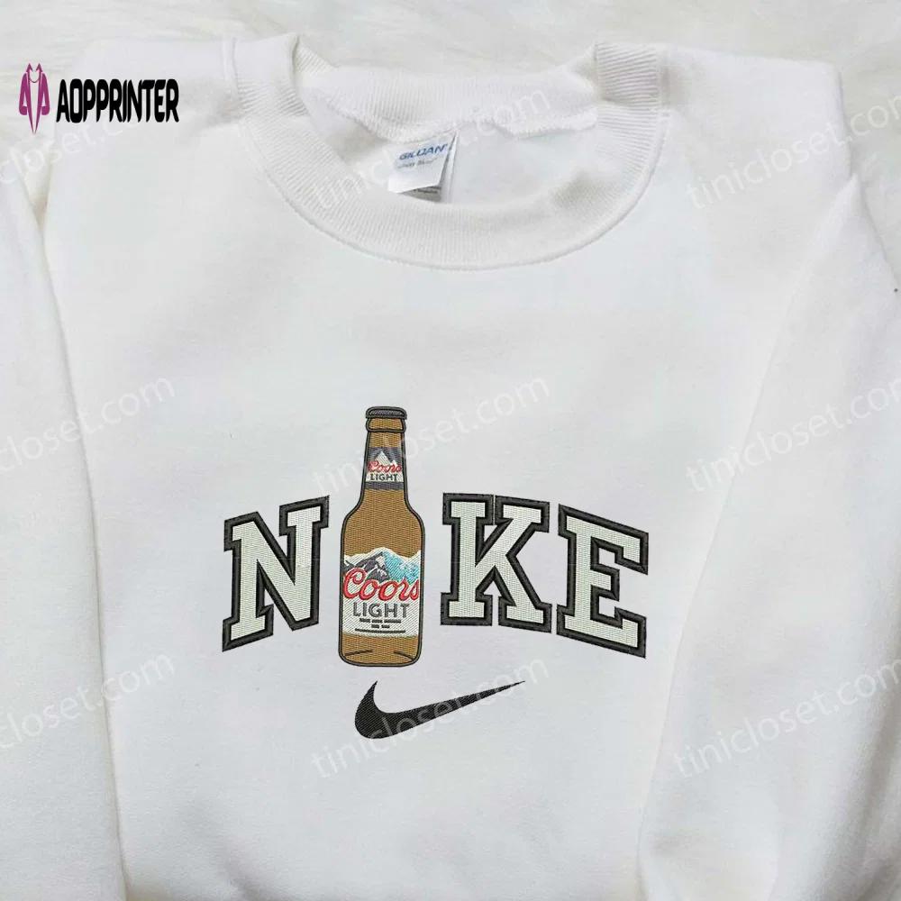 Coors light beer bottle x nike embroidered shirt: custom favor drinking tee Embroidered Shirt