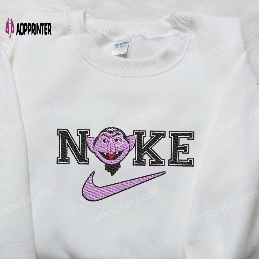 Count von count x nike embroidered shirt – sesame street & custom design Embroidered Shirt