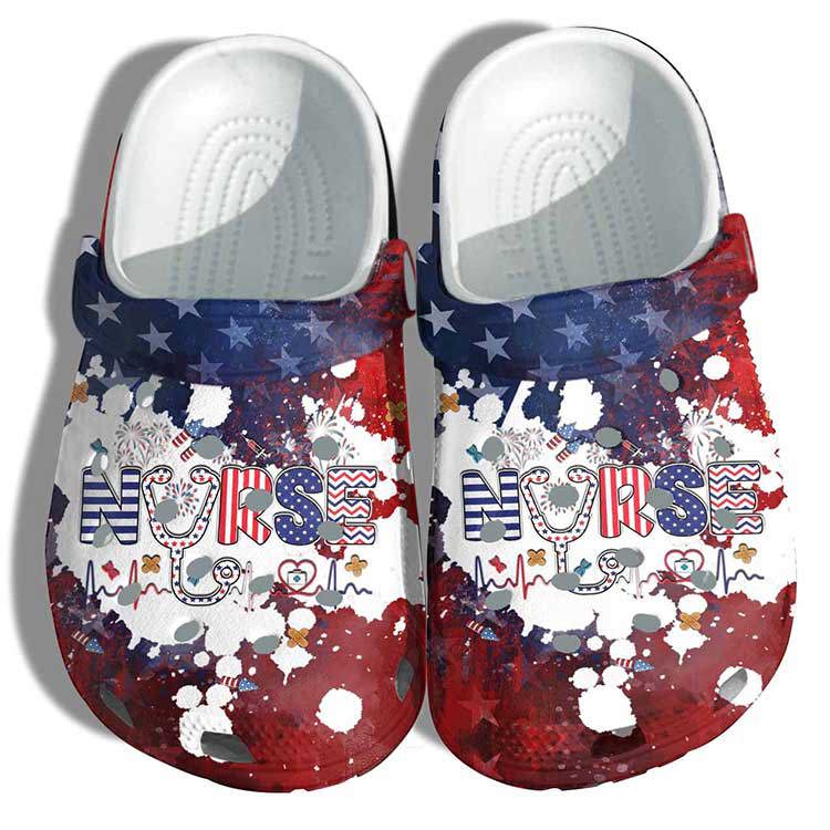 Crocs outfit - 4th of july usa independence day cute nurse life america flag crocs clog shoes - 4 Crocs Outfit