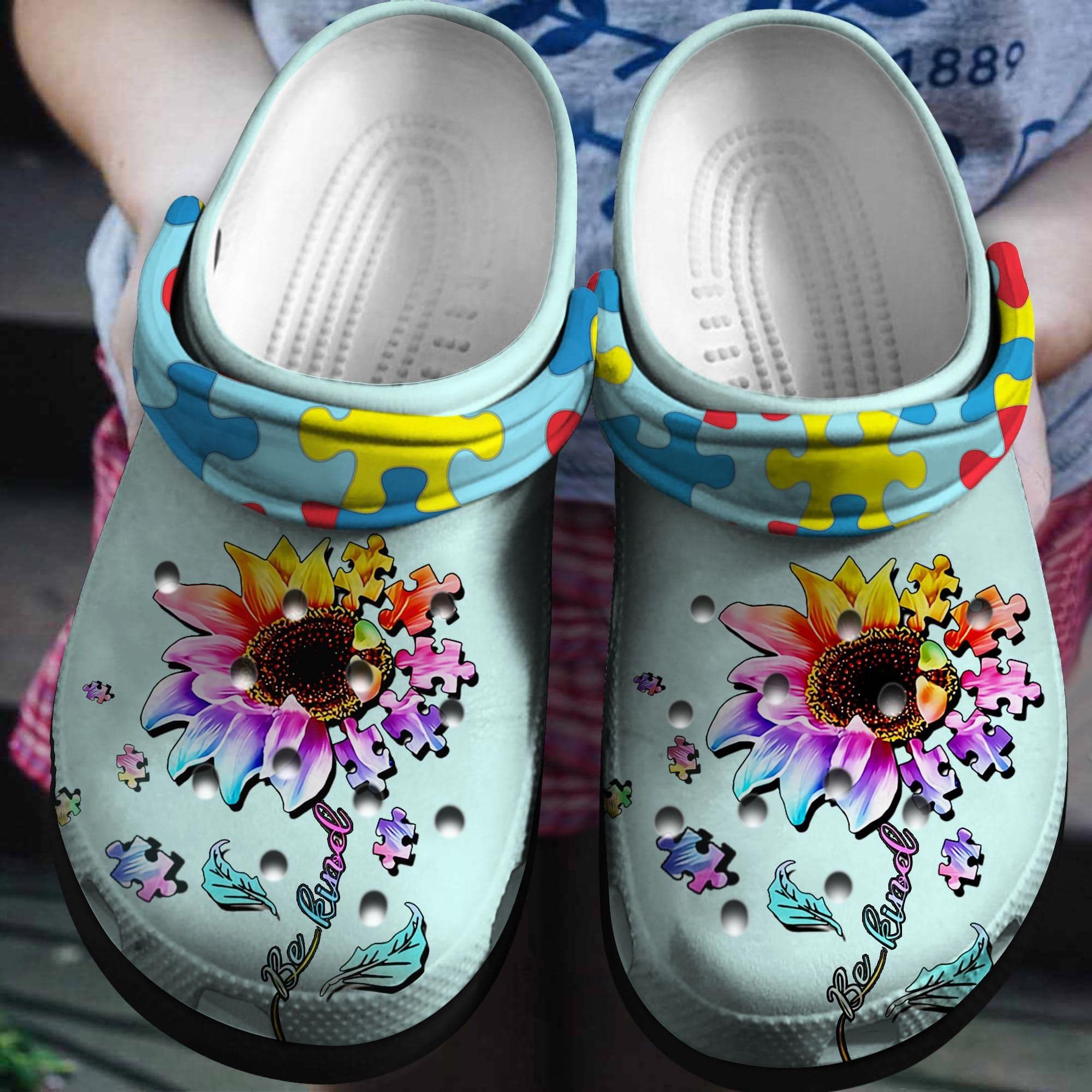 Crocs outfit - autism awareness crocs be kind sunflower puzzle crocband clog shoes for men women - 62 Crocs Outfit