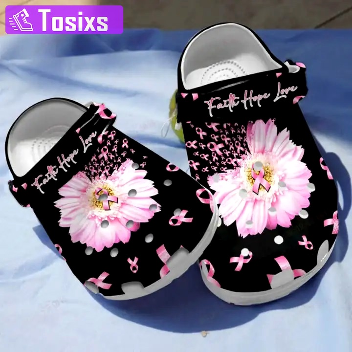 Crocs outfit - black breast cancer crocs daisy flower faith hope love crocs clogs crocband shoes - 233 Crocs Outfit