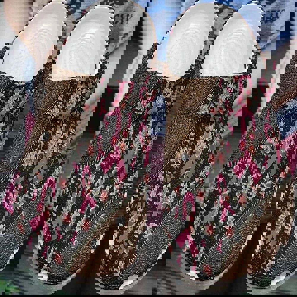 Crocs outfit - breast cancer crocs floral pink ribbon leather style crocs clogs crocband shoes - 310 Crocs Outfit