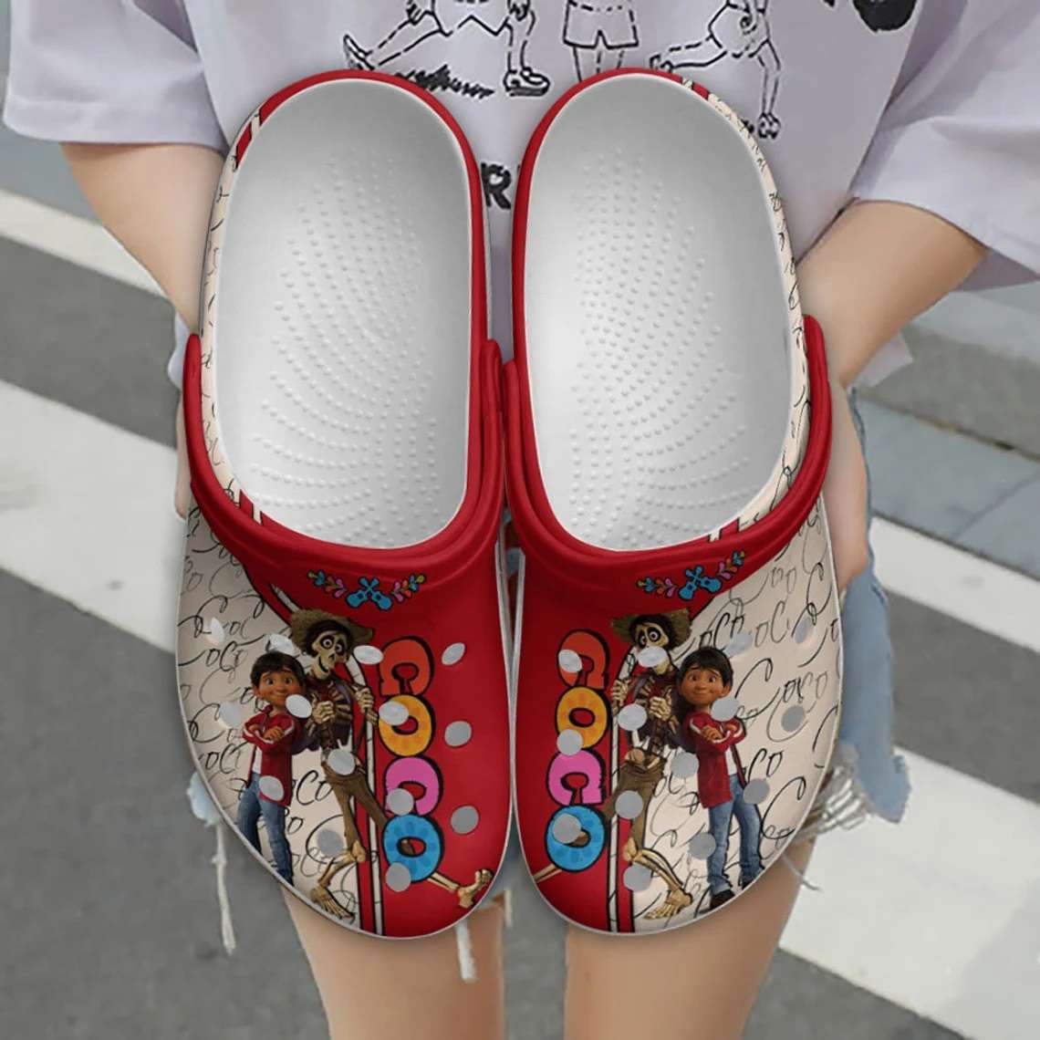 Crocs outfit - coco musical strips red cream disney graphic cartoon unisex crocs clogs crocband shoes - 399 Crocs Outfit