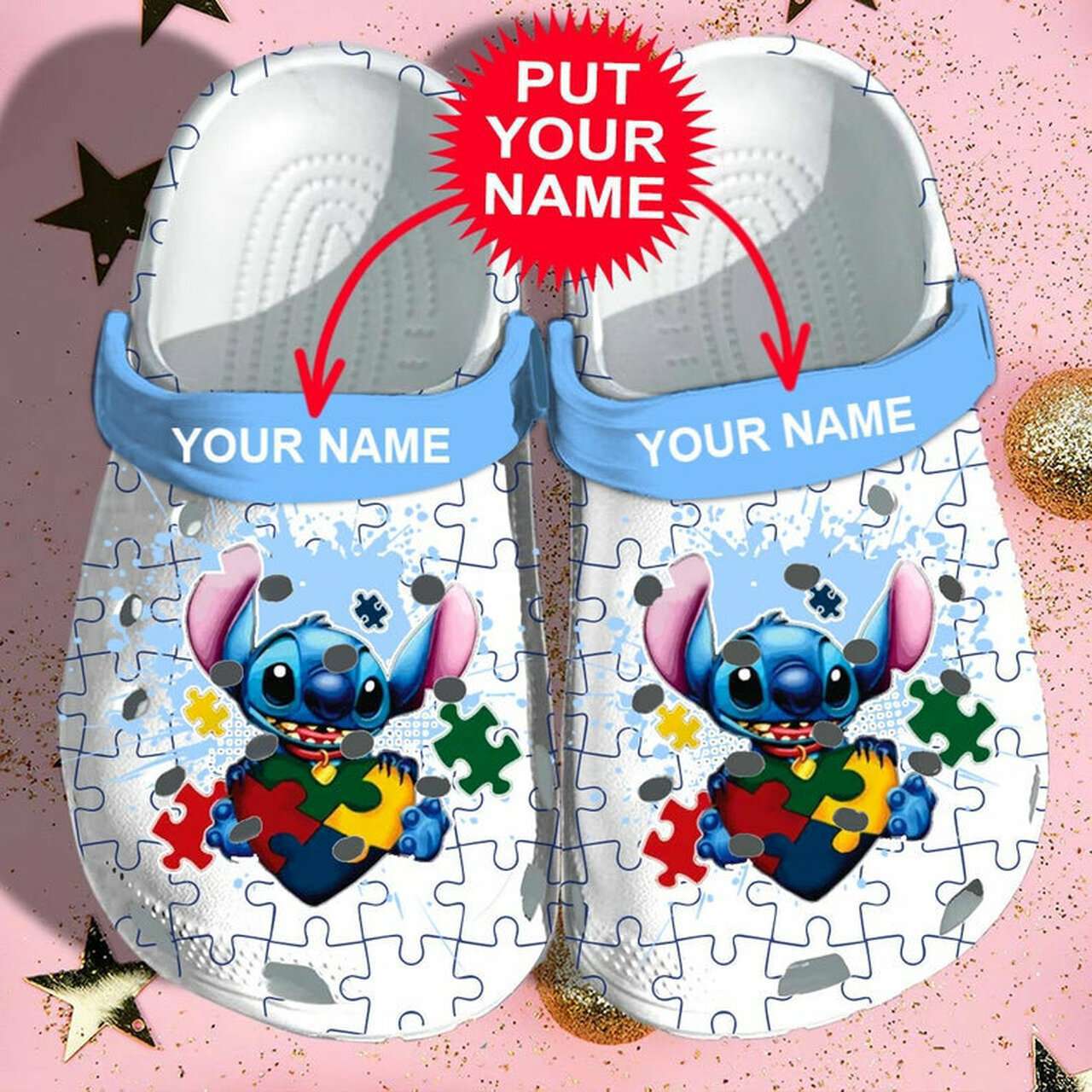 Crocs outfit - custom name autism awareness day stitch puzzle pieces crocs crocband clog shoes - 452 Crocs Outfit