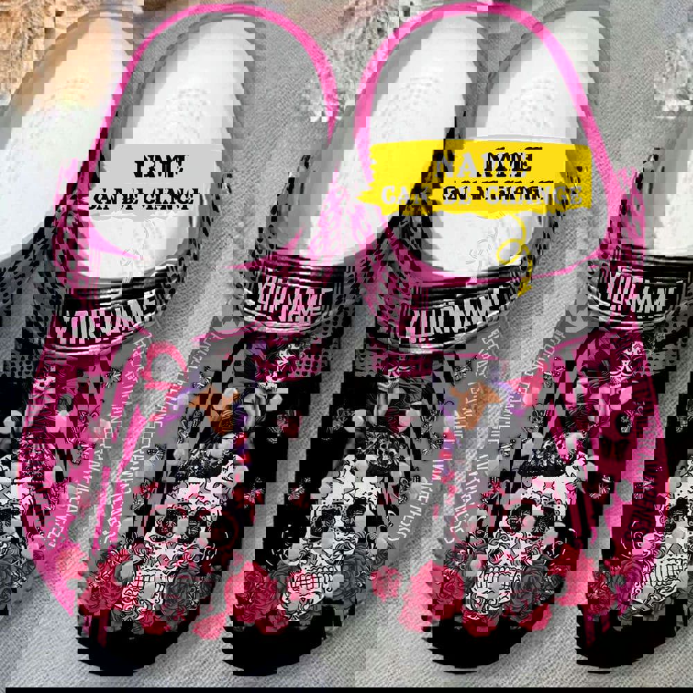 Crocs outfit - custom name crocs breast cancer awareness sugar skull crocs clogs crocband shoes - 467 Crocs Outfit