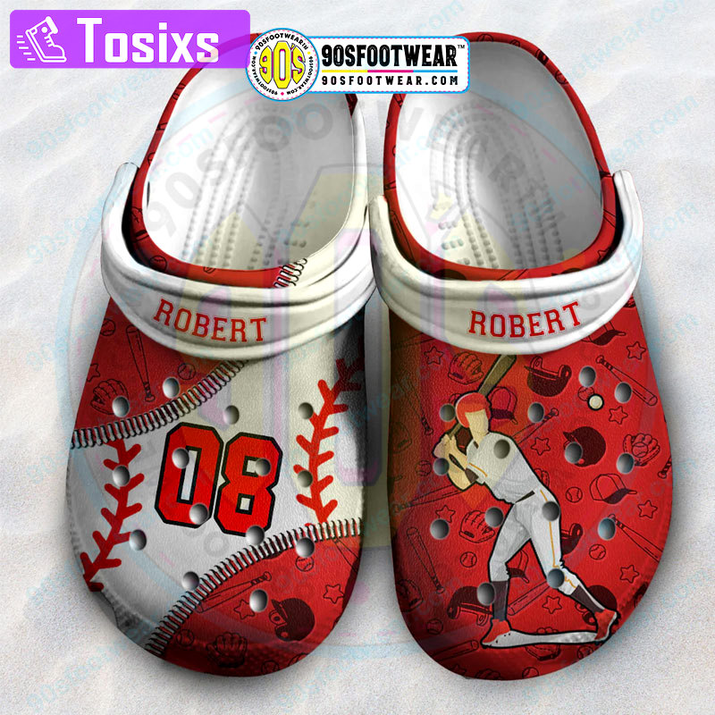 Crocs outfit - customize jersey numbers and name red white personalized baseball crocs - 502 Crocs Outfit