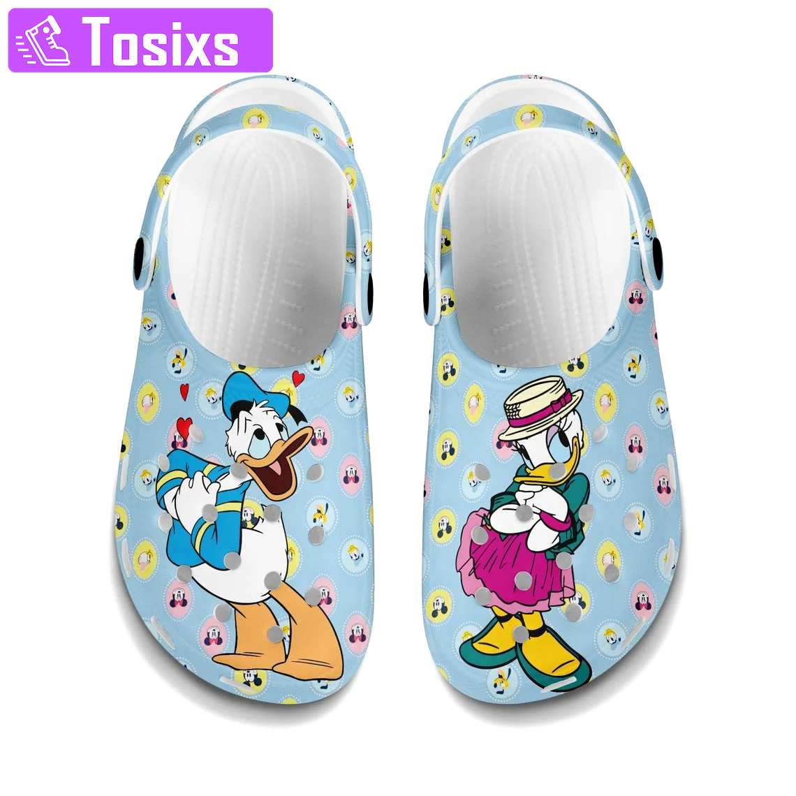 Crocs outfit - donald daisy love blue pastel pattern disney graphic cartoon crocs clogs crocband shoes - 632 Crocs Outfit