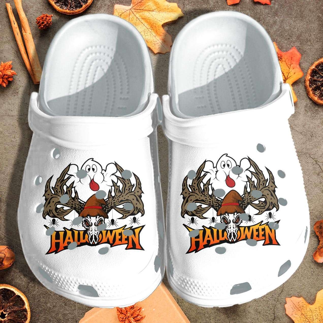 Crocs outfit - halloween cute ghost with skull deer  crocs crocband clogs shoes - 1015 Crocs Outfit