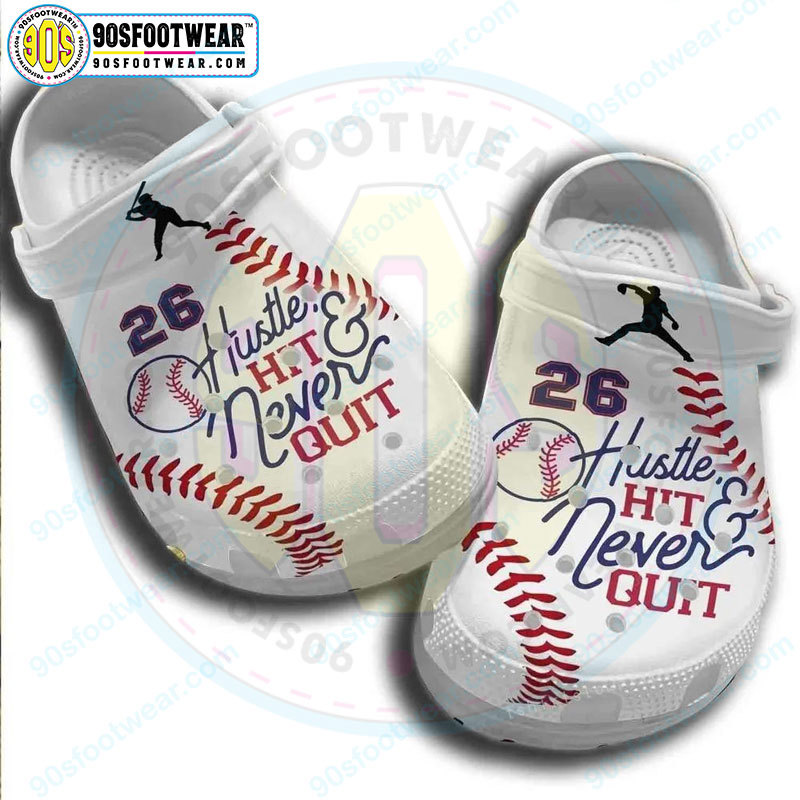 Crocs outfit - hustle hit and never quit customize jersey numbers personalized baseball crocs - 1274 Crocs Outfit