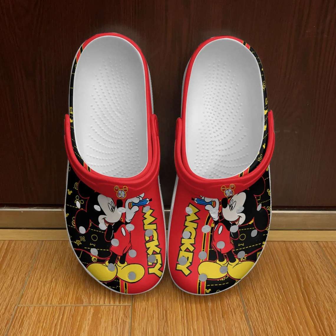 Crocs outfit - mickey mouse strips red black disney graphic cartoon unisex crocs clogs crocband shoes - 1458 Crocs Outfit