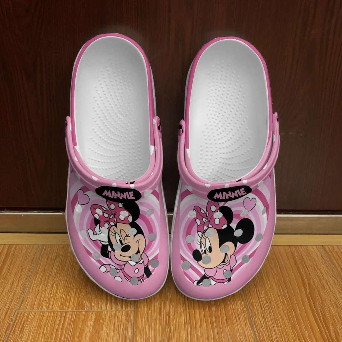 Crocs outfit - minnie mouse heart round pink black disney graphic cartoon unisex crocs clogs crocband shoes - 1475 Crocs Outfit