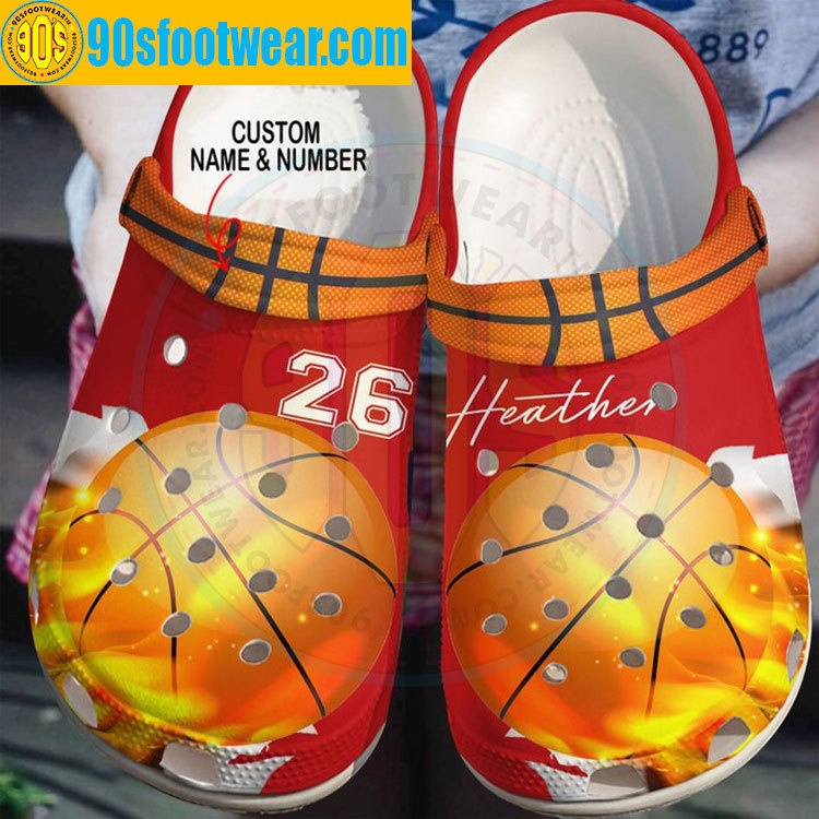 Crocs outfit - personalized basketball crocs ball and fire custom classic clog - 1624 Crocs Outfit