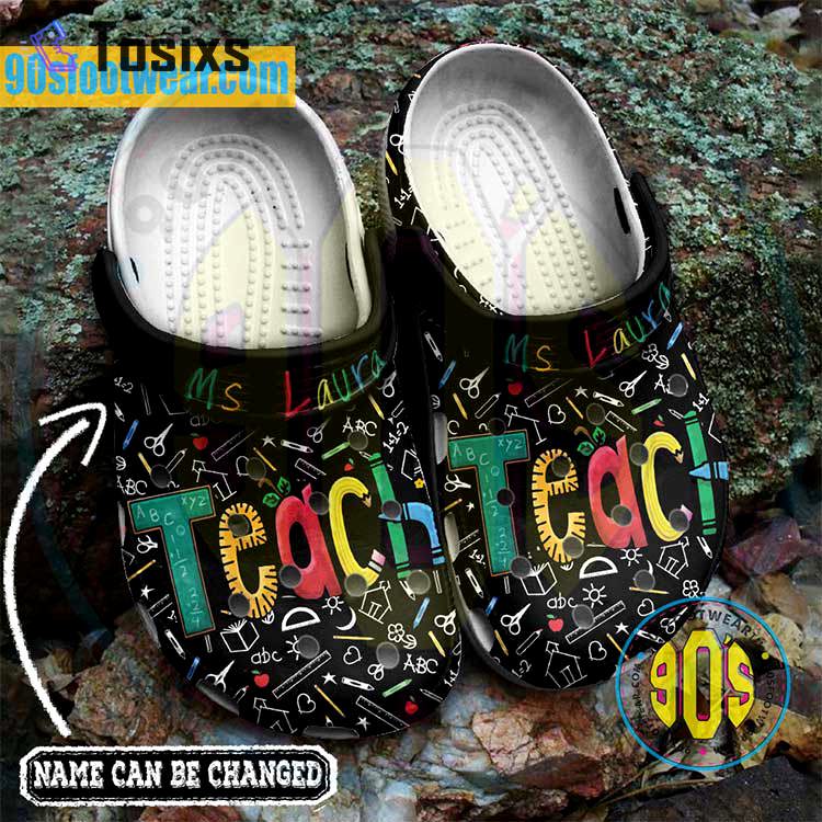 Crocs outfit - personalized crocs for teachers – teach teaching pattern clogs - 1681 Crocs Outfit