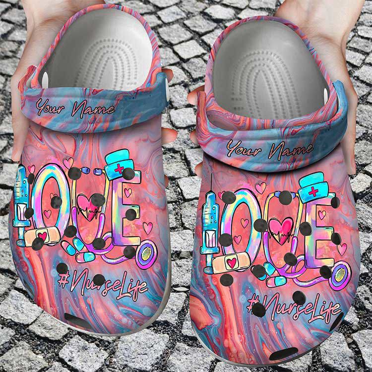 Crocs outfit - personalized love nurse life tie dye crocs clog shoes - 1765 Crocs Outfit