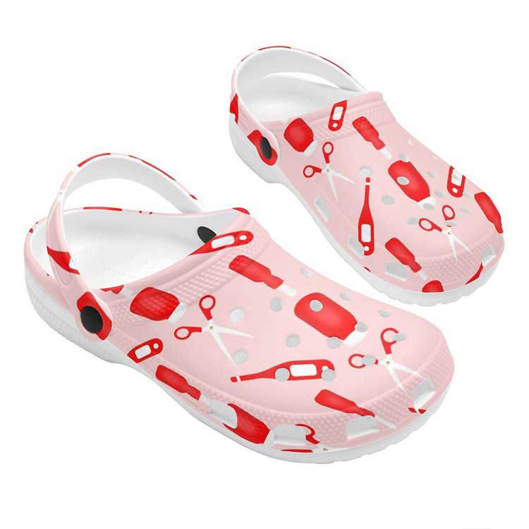 Crocs outfit - pink medical pattern crocs clogs shoes - 1872 Crocs Outfit