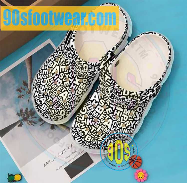 Crocs outfit - teacher crocs – teacher abstract letters pattern clogs - 2164 Crocs Outfit